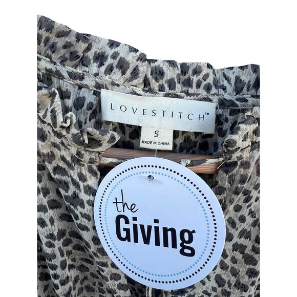 Lovestitch Empire Waist Ruffled Fit & Flare Dress Puff Sleeve Animal Print SMALL - Picture 8 of 9